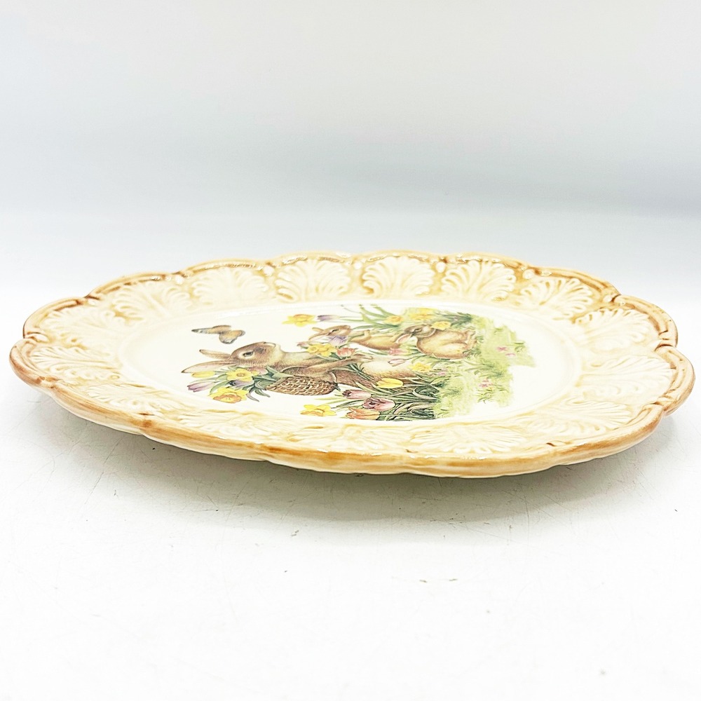 Cracker Barrel Easter Traditions Egg Shaped Small Plate Bunny Floral Egg - Picture 6 of 9